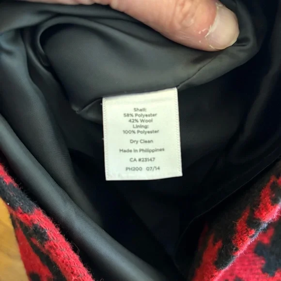 Talbots Womens Skirt Red Black Houndstooth Wool Blend Pencil Straight Size 18w - Picture 8 of 8